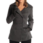 Alpine Swiss Emma Women's Wool Peacoat - Double-Breasted 3/4 Length Overcoat, Stylish & Warm Blazer for Fall & Winter Gray XL
