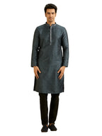 Manyavar Mens Brocade Printed Kurta Set (Grey,XXL)