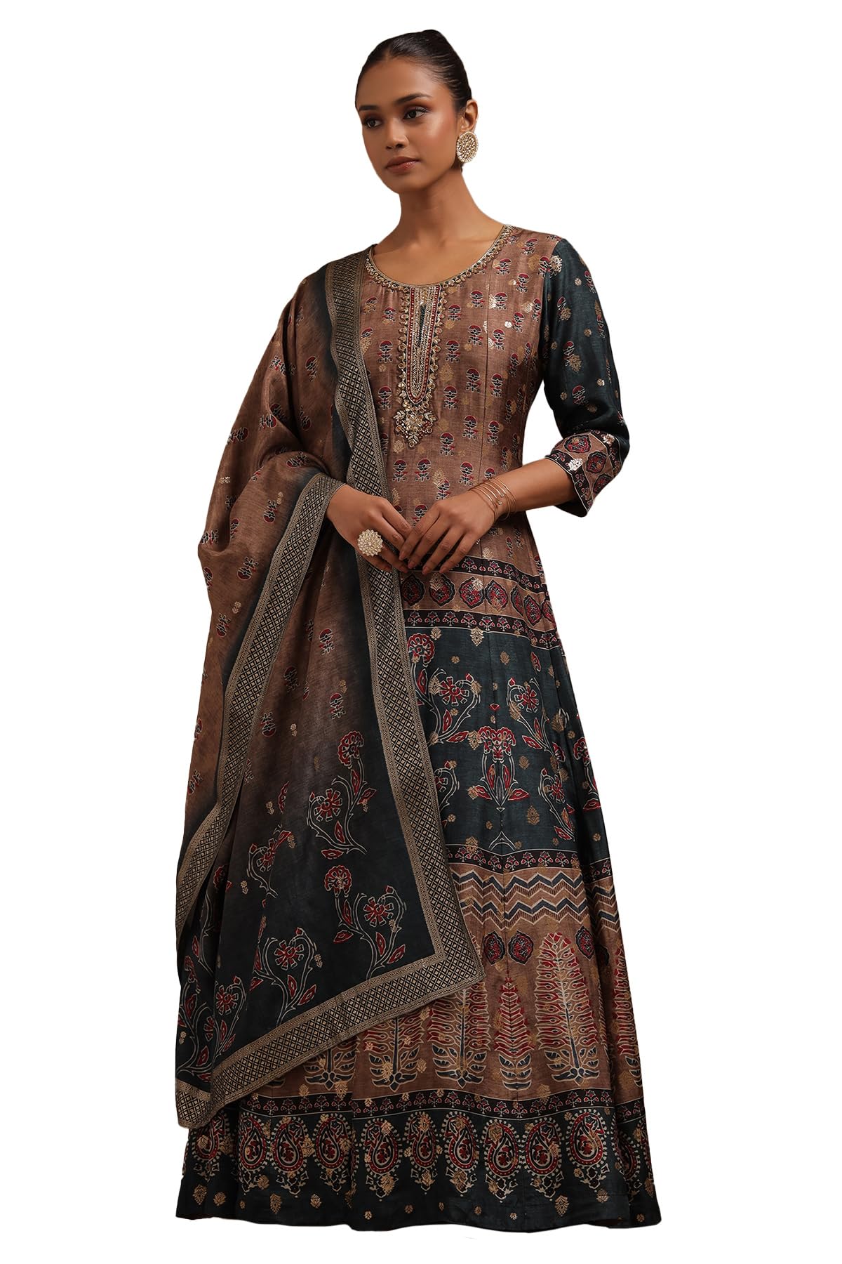 Soch Women Viscose Blend Ethnic Motifs Gown Zardosi