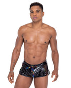 6338 - Men Pride Mesh Vinyl Runner Shorts