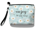Hglian Daisy Flower Travel Makeup Bag Inspirational Cosmetic Toiletry Organizer Cute Zipper Pouch Wristlet for Purse Birthday Gi