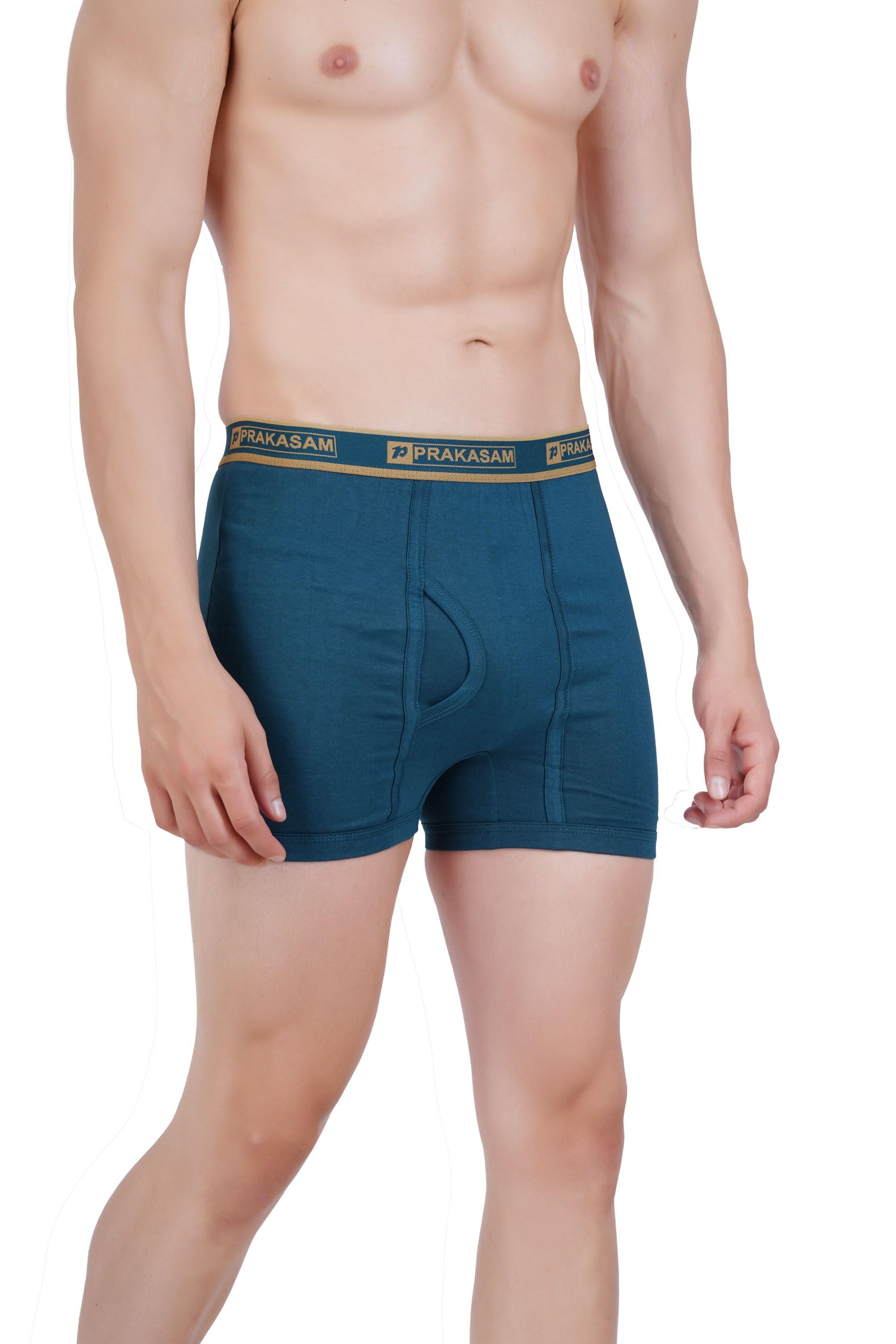 PRAKASAM COTTON -Marlow Mens 100% Pure Combed Cotton Outer Elastic Plain Trunks (Pack of 2)