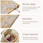 ZLFSRQ Silk Flower Makeup Bag Travel Cute Cosmetic Bags for Women Large Makeup Pouch Zipper Cosmetic Pouch for Purse Aesthetic M