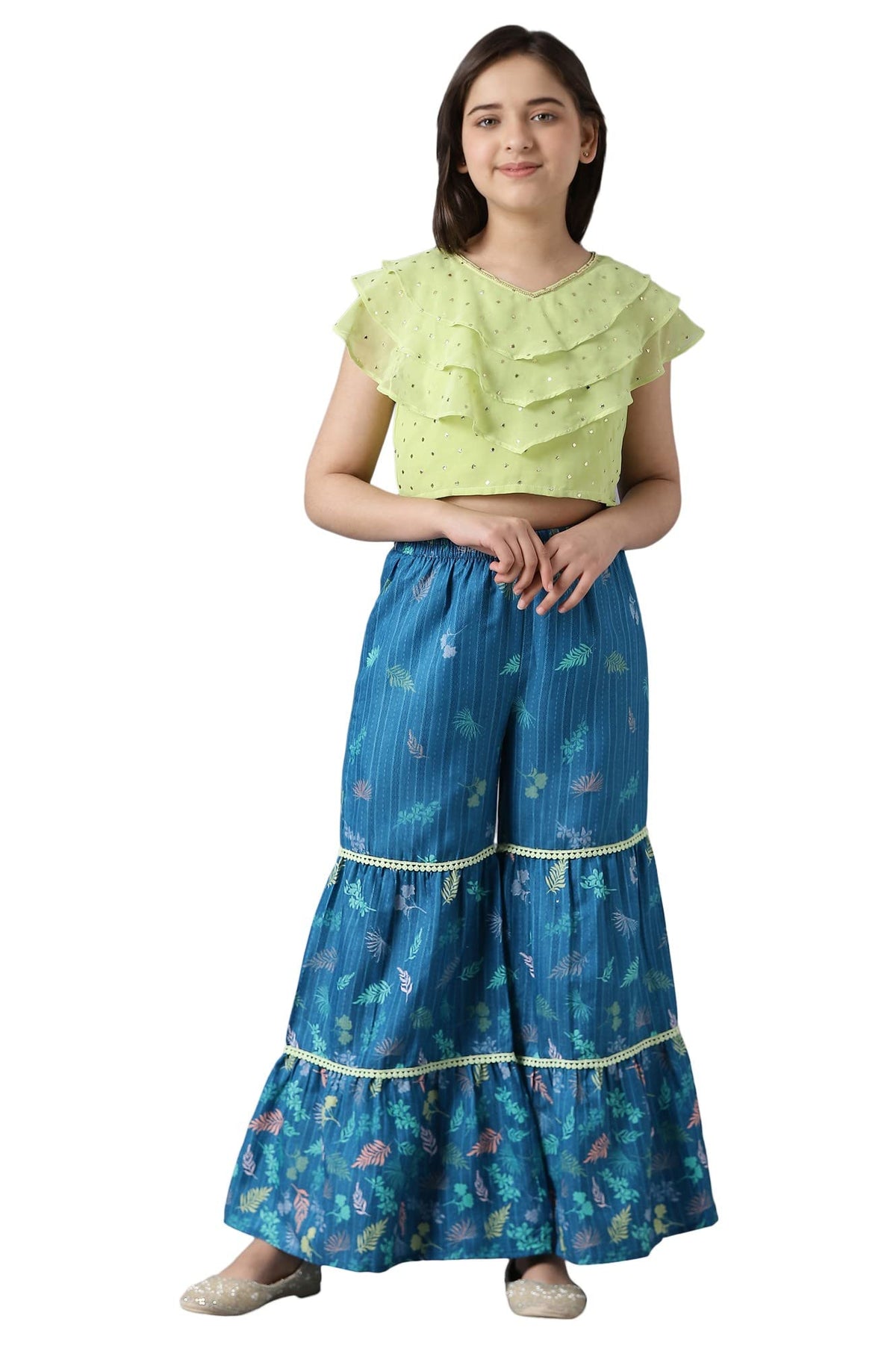 Aurelia Girls Polyester Top & Sharara (22FEG10230B