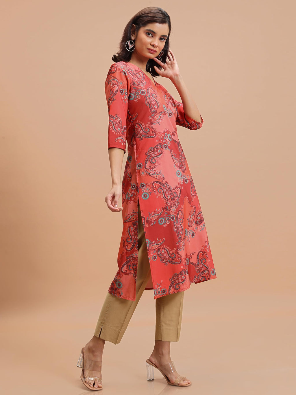 Ketch WomenS Polyester Regular Fit Kurta (Khku000491_Red