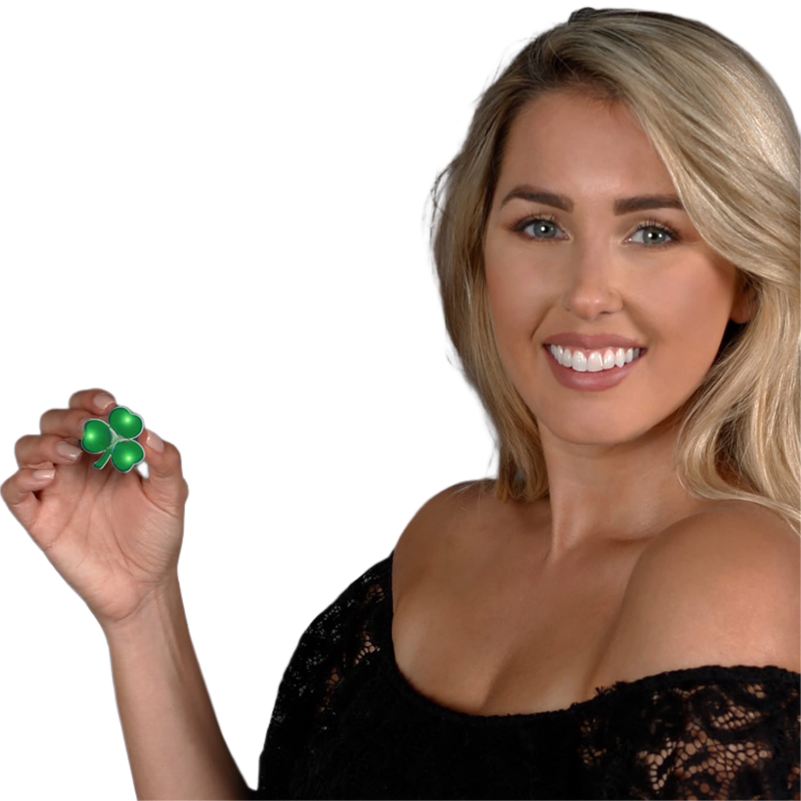 Shamrock Flashing Body Light Lapel Pins for St. Patricks Day by Blinkee
