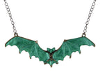 Alilang Gothic Bat Necklace Choker Flying Bat Pendant Necklace Halloween for Women, Green