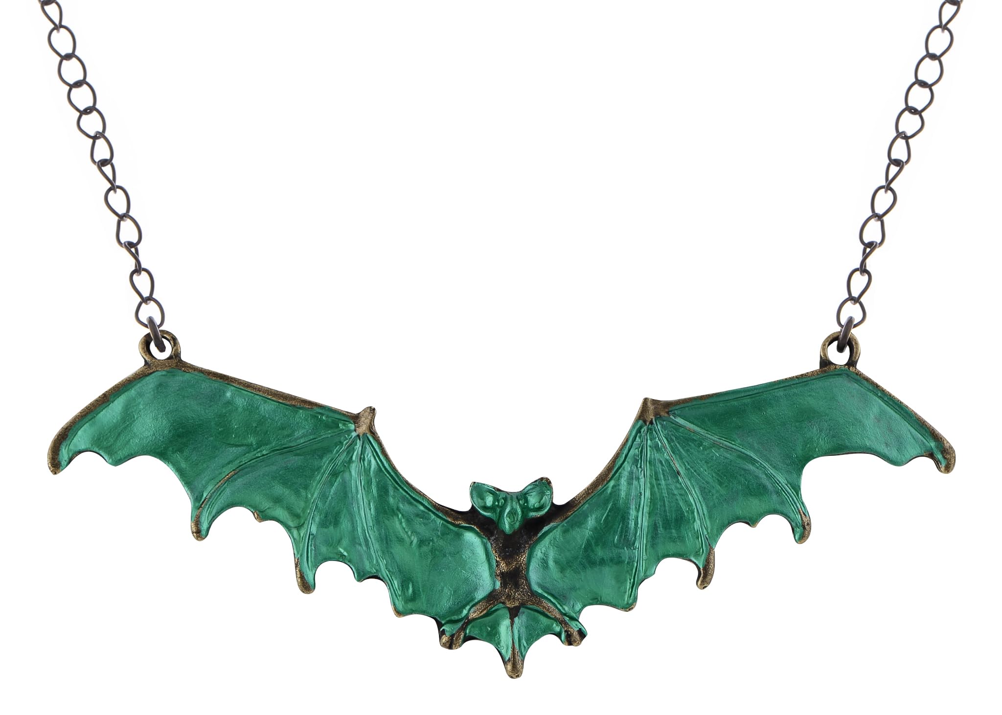 Alilang Gothic Bat Necklace Choker Flying Bat Pendant Necklace Halloween for Women, Green