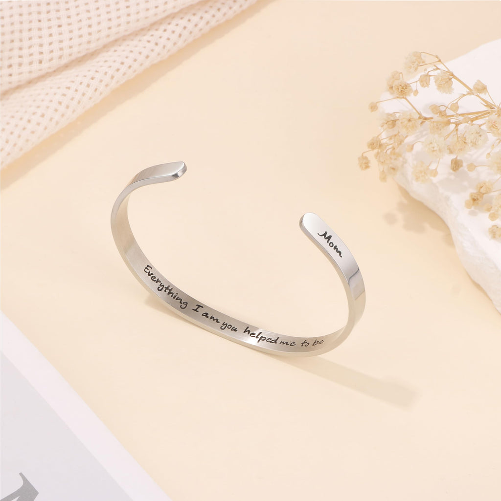 JoycuFF gifts for Mom Mama Mum Mommy Mothers Day Bracelet Mother Daughter Jewelry Everything I am You helped Me to Thanks Mom