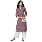 Stylum Women'S Printed Cotton Slub Straight Kurta (Lukebrown36_Brown, S)
