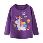 Baby Girl Long Sleeve T-Shirts Unicorn Christmas ELK Graphic Winter Cotton Casual Crewneck Tunic Tops Tee Shirts Sets 3 Pack 12M