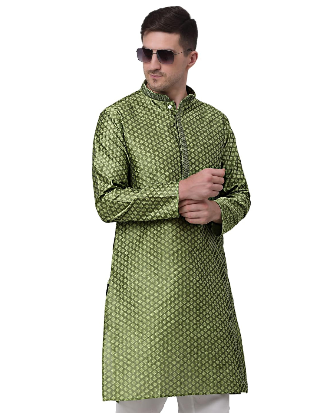 Jompers Mens Embroidered Silk Blend Kurta