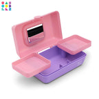 Caboodles Pretty in Petite Makeup Box, Two-Tone Pink on Lavender, Hard Plastic Organizer Box, 2 Swivel Trays, Fashion Mirror, Se