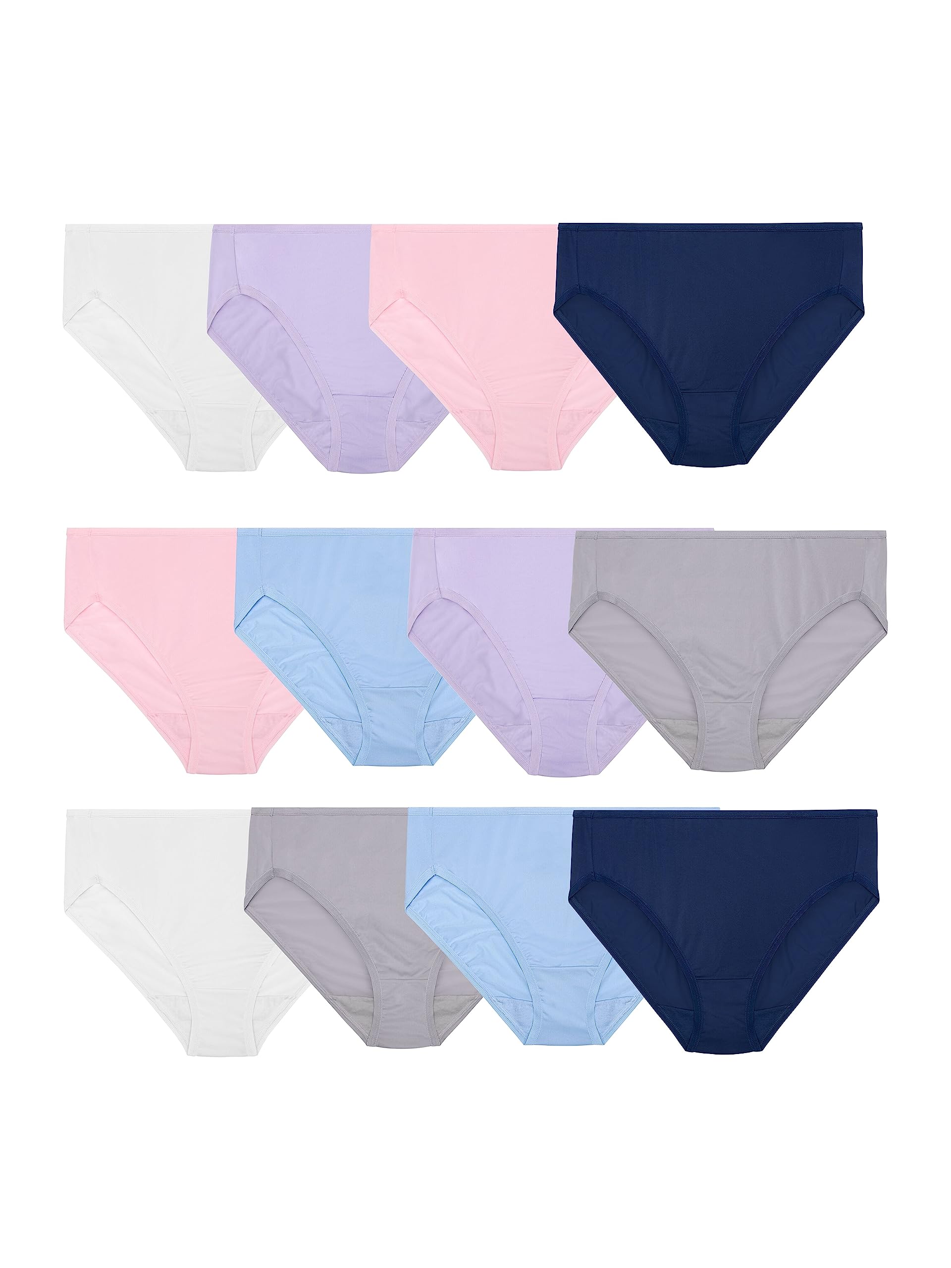 Fruit of the Loom Women's Underwear Microfiber Panties (Regular & Plus Size), Hi Cut - 12 Pack - Assorted, 6