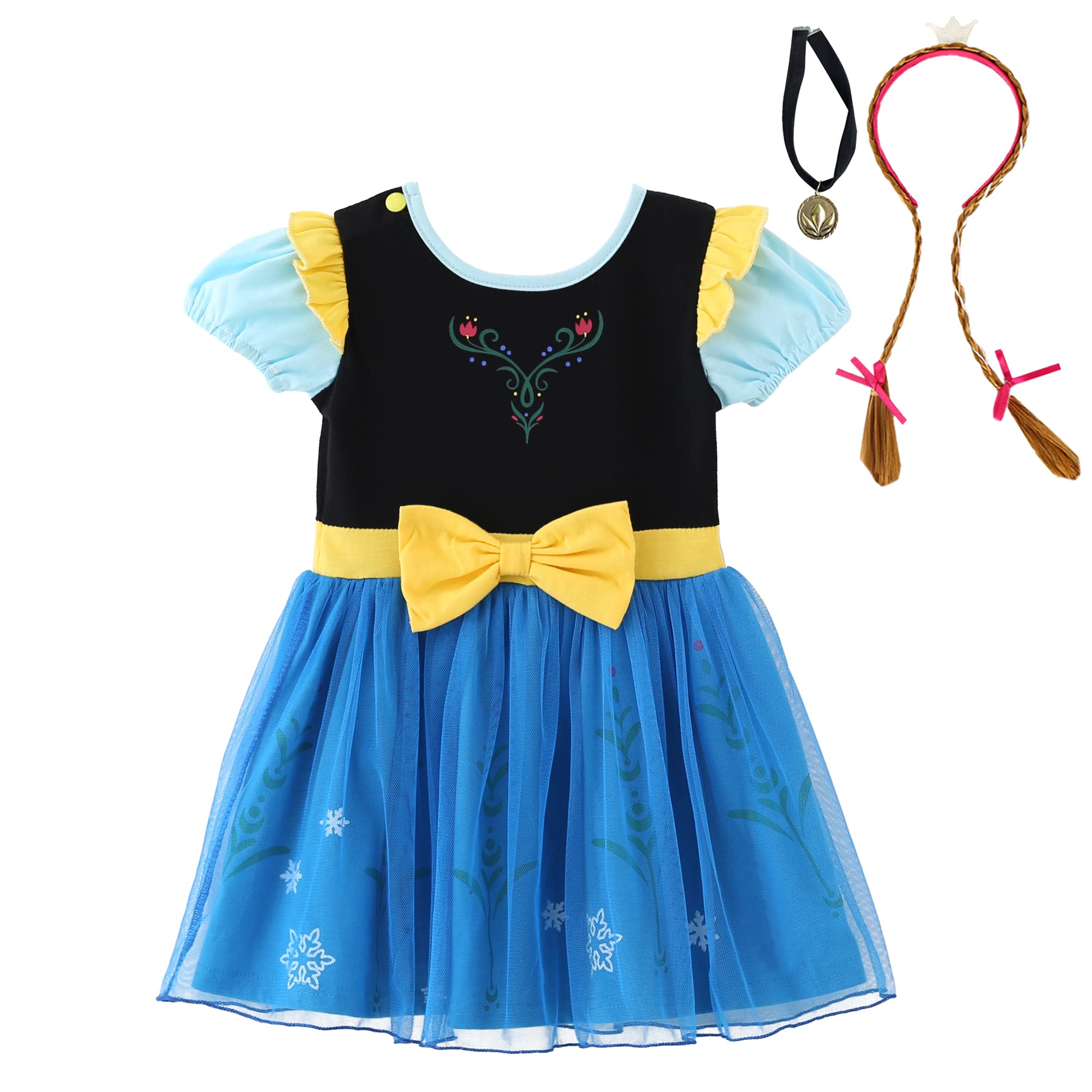 Dressy Daisy Ice Princess Dress Up Clothes Halloween Fancy Party Tulle Skirt Summer Outfit with Accessories for Baby Girls Size 
