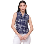 OOMPH! Sleeveless Tops for Women, Blue - mt466