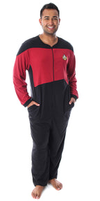 INTIMO Star Trek Men's The Next Generation TNG Picard Command Uniform One Piece Costume Pajama Union Suit (L/XL)