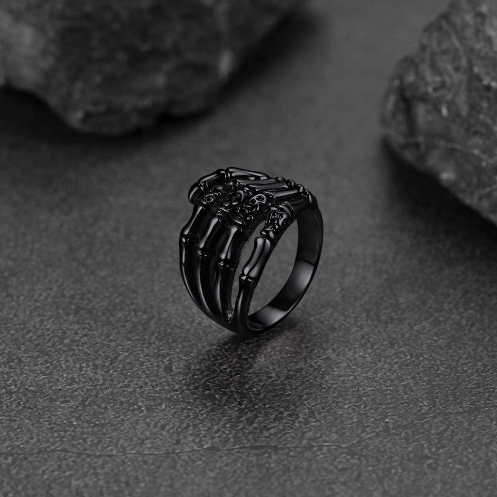 Black Skeleton Halloween Accessories Skull Rings for Male Female Punk Jewelry