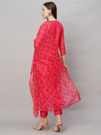 ANNI DESIGNER Womens Cotton Blend Straight Printed & Embroidered Kurta with Pant & Dupatta (Radha Rani-NW_XL_Pink_X-Large)