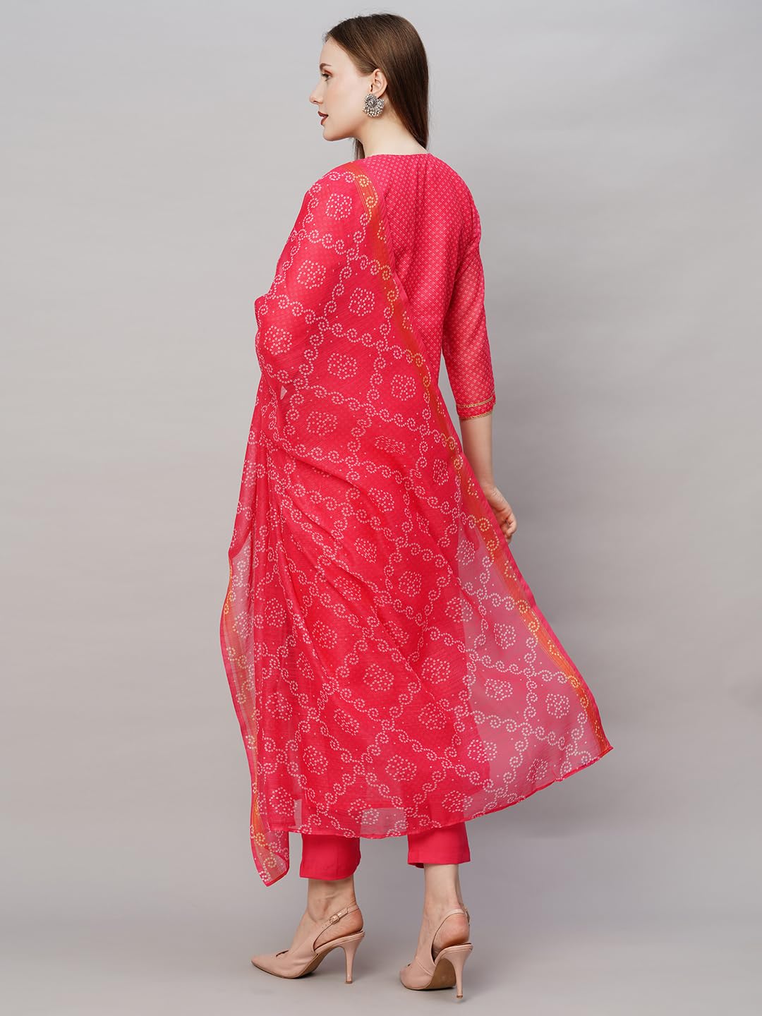 ANNI DESIGNER Womens Cotton Blend Straight Printed & Embroidered Kurta with Pant & Dupatta (Radha Rani-NW_XL_Pink_X-Large)