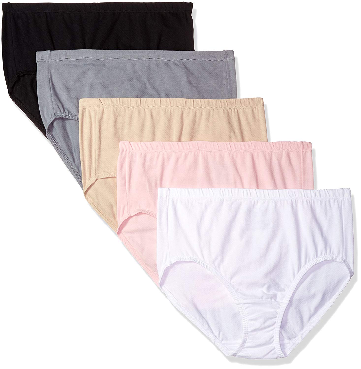 Fruit Of The Loom Women's Plus-Size 5 Pack Fit For Me Breathable Brief, Assorted, 13