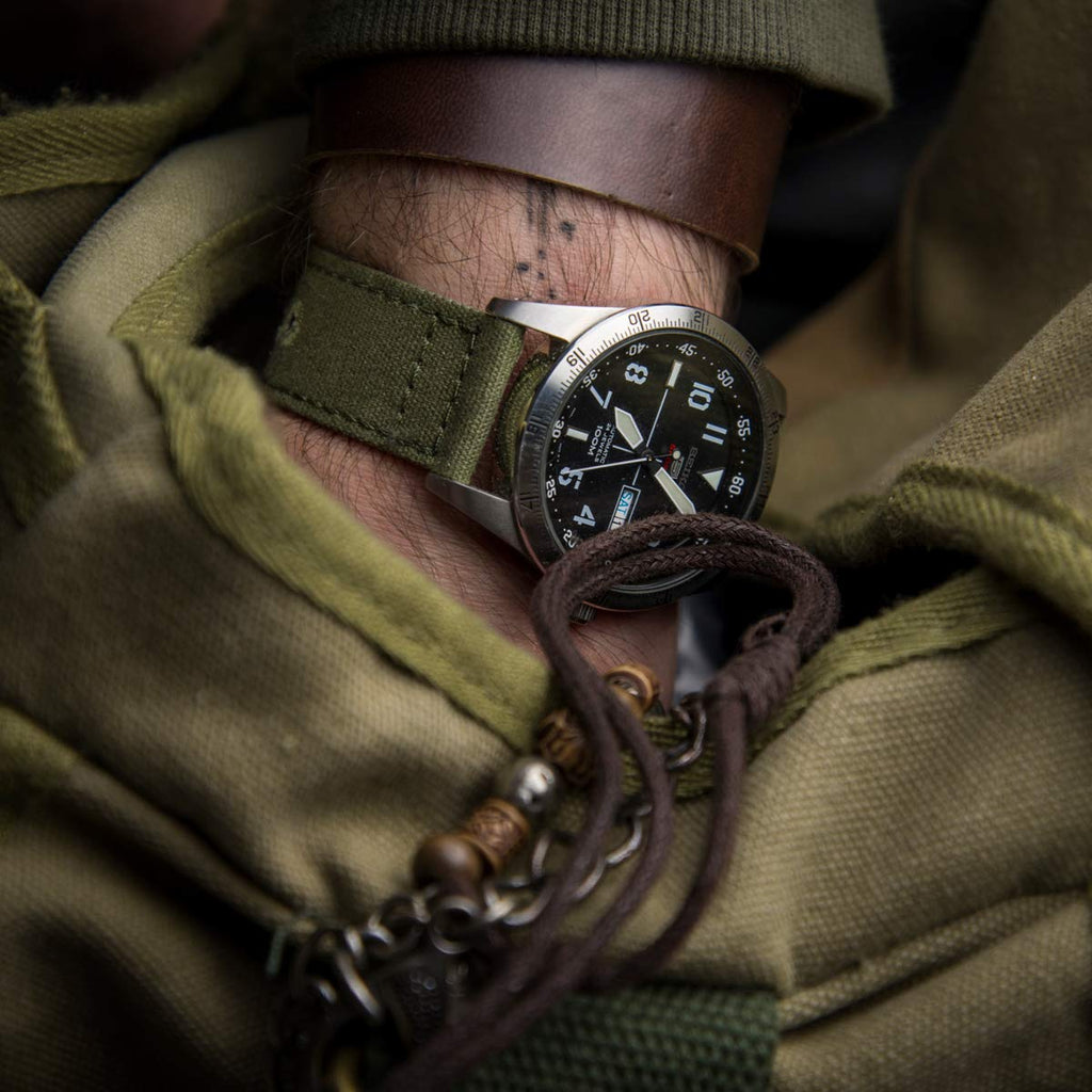 Archer Watch Straps - Canvas Quick Release Replacement Watch Bands (Faded Olive, 22mm)