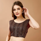 Pujia Mills WomenS Sequin Embroidered U Neck Sleeveless Readymade Saree Blouse Indian Ethnic Designer Stitched WomenS Black Bl