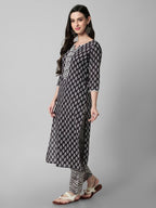 Rytras Women'S Cotton Printed Kurta With Pant Set