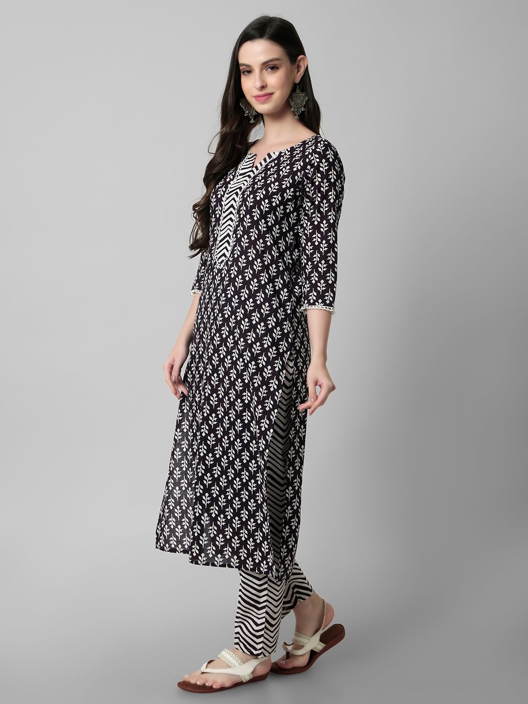 Rytras Women'S Cotton Printed Kurta With Pant Set