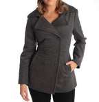 Alpine Swiss Emma Women's Wool Peacoat - Double-Breasted 3/4 Length Overcoat, Stylish & Warm Blazer for Fall & Winter Gray XL