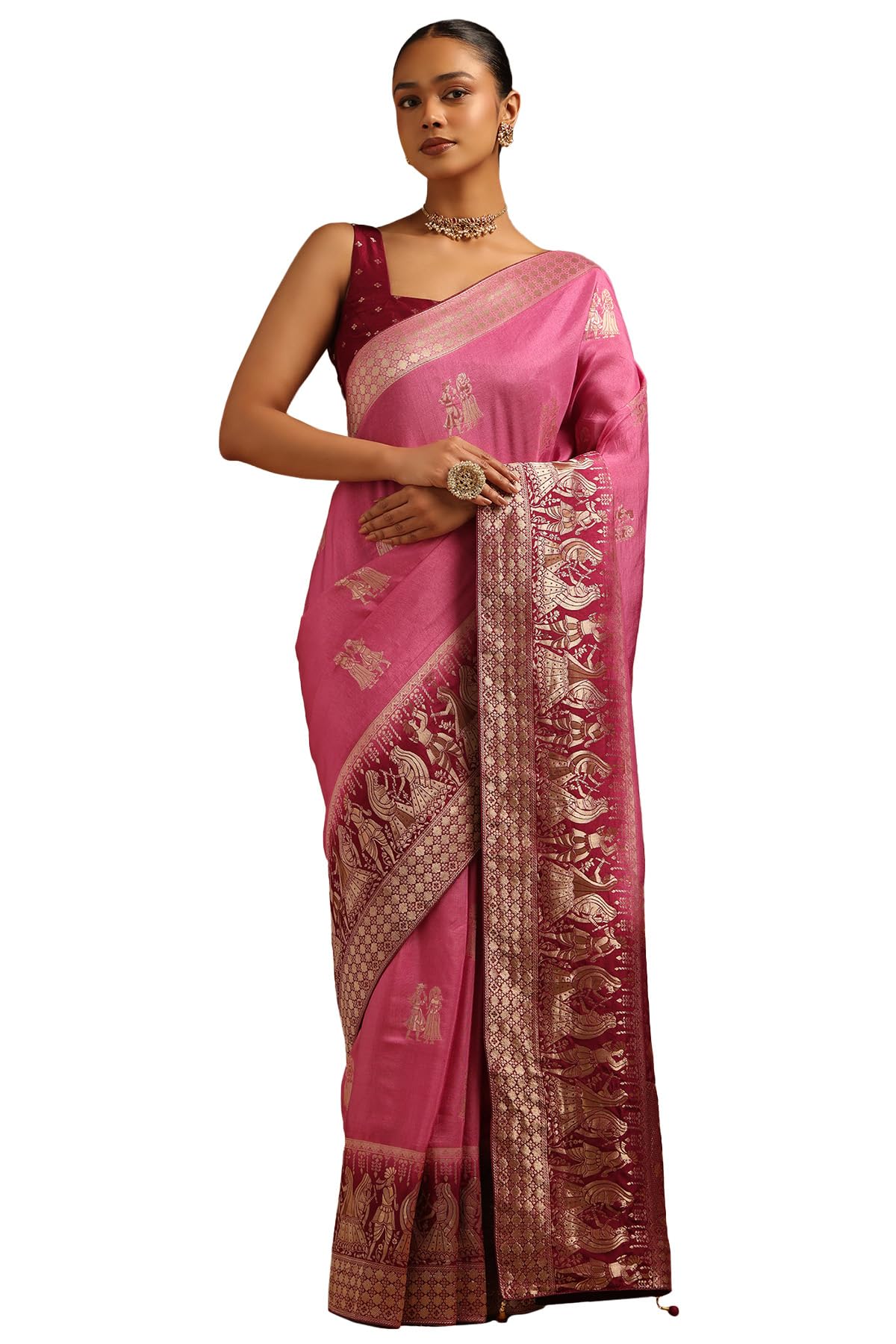 Soch Women Dola Silk Ethnic Motifs Zari Woven Saree