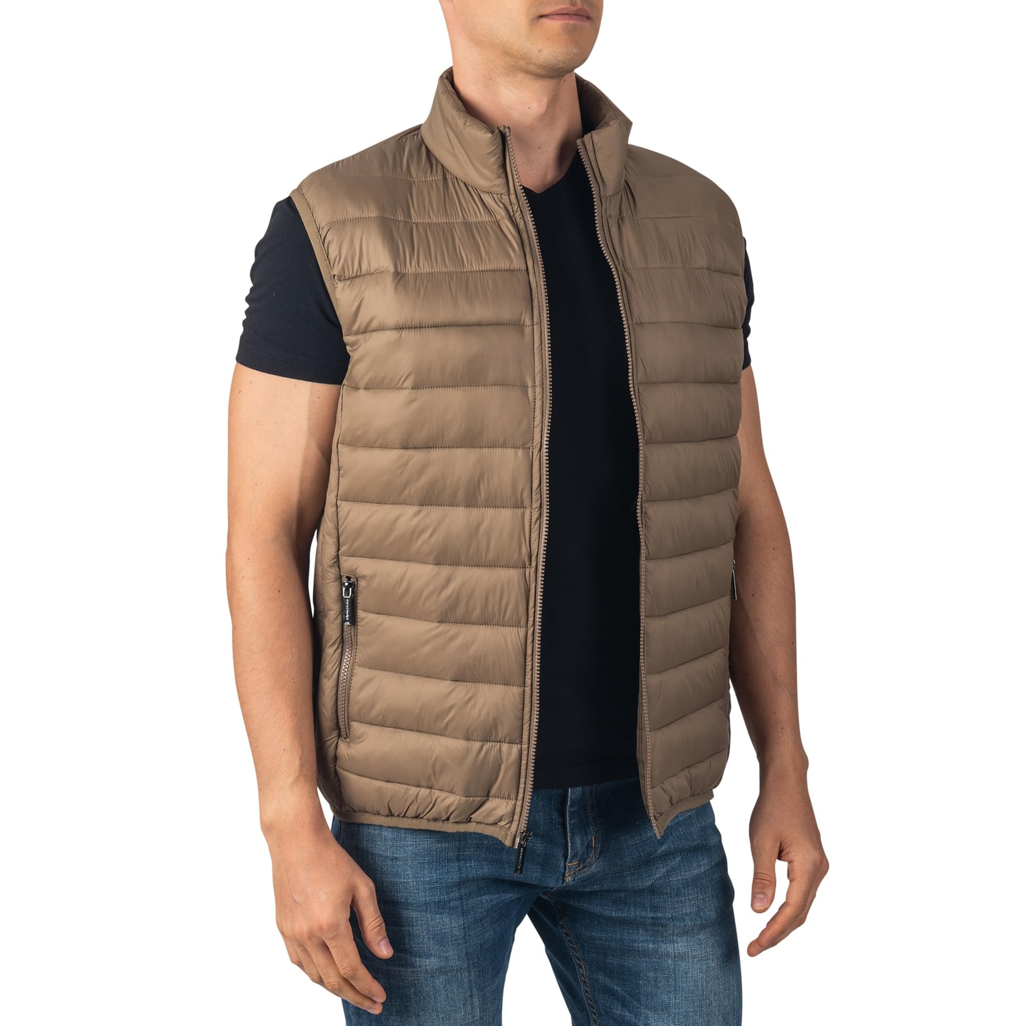 Alpine Swiss Clark Mens Lightweight Down Alternative Vest Jacket Taupe Medium