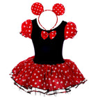 Dressy Daisy Girls' Polka Dots Halloween Christmas Fancy Dress Dance Costume with Headband Size 6-7 Red & Black