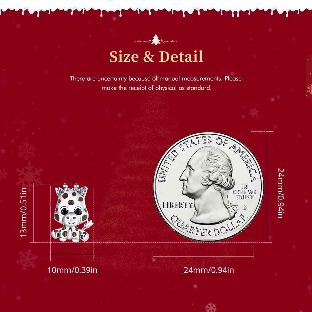 VOROCO Giraffe Charm for Bracelet, 925 Sterling Silver Animal Series Giraffe Charm for Bracelet, Mother's Day Birthday Christmas