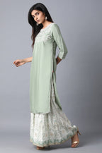 W For Woman Orange Floral Printed Regular Kurta with Dori Embroidery