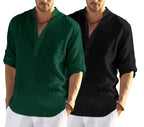 Bellstone MenS Solid Regular Fit Dress Shirt (Kurta800_Combo_Dark Green_Black_Xl