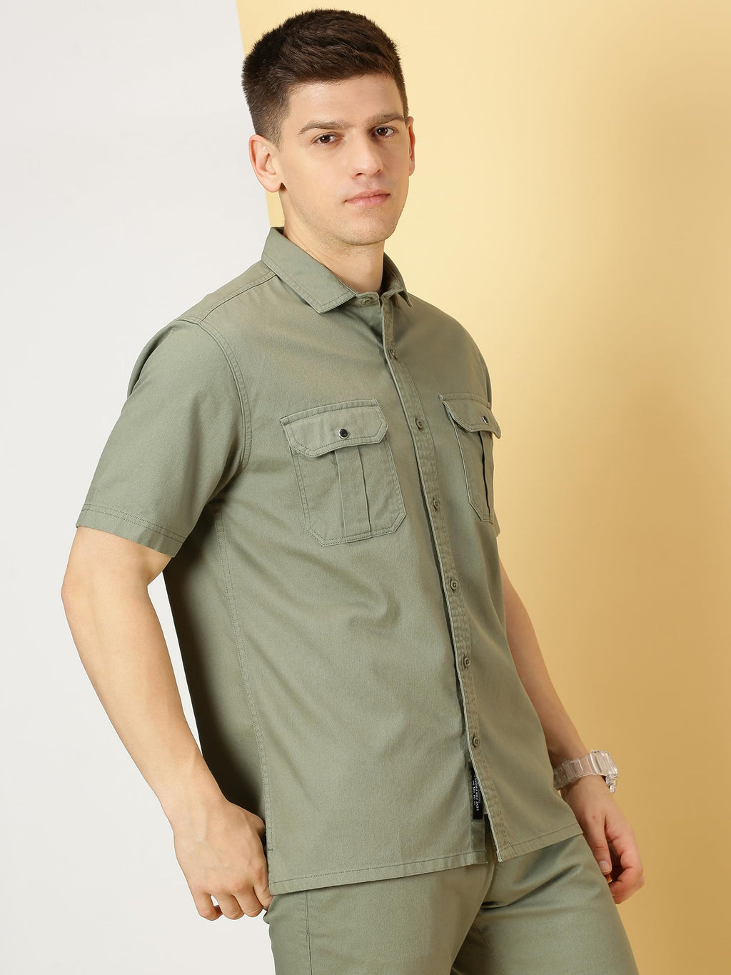 Thomas Scott Mens | Half Sleeve | Double Pockets | Solid | Regular Fit Plus Size | 100% Cotton | Spread Collar | Casual Shirts (