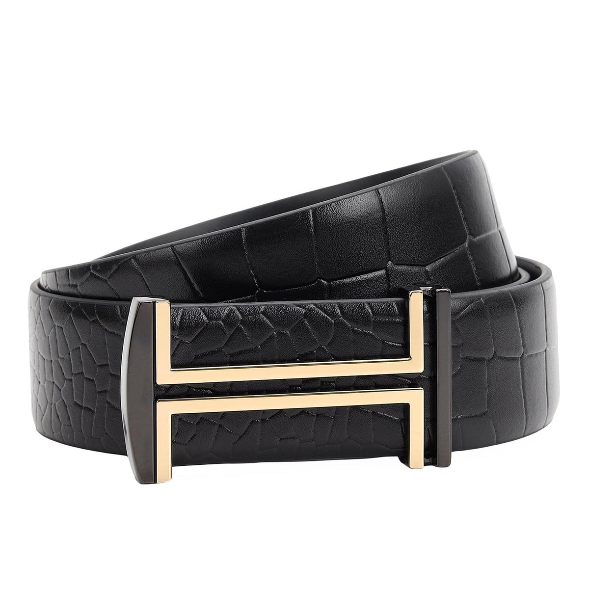 Da Milano Press Pin Leather Belt For Men  Black (Size 95 Cm) 40