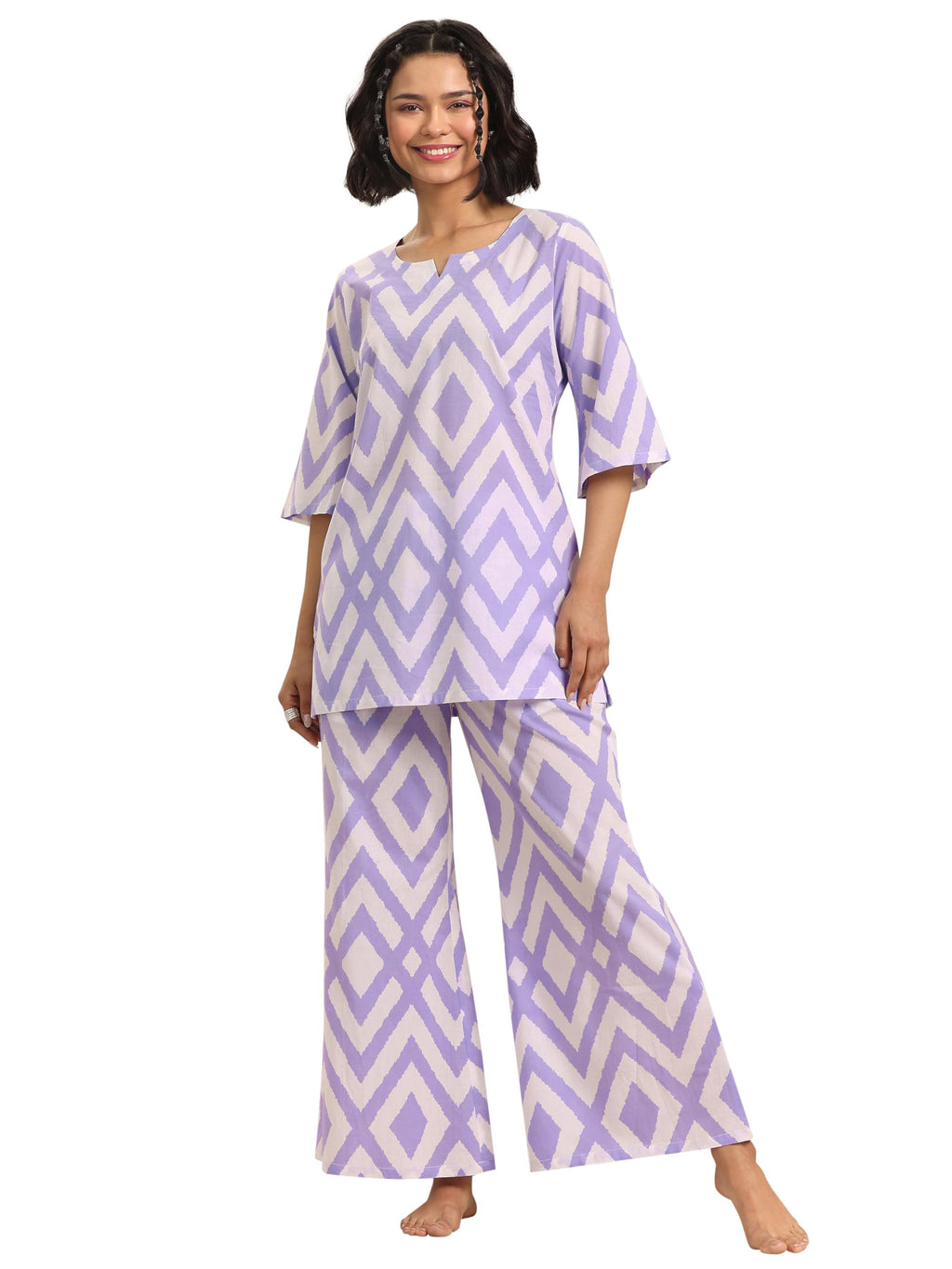 Libas WomenS Cotton Regular Casual Night Suit (50322_Xl) Lavender
