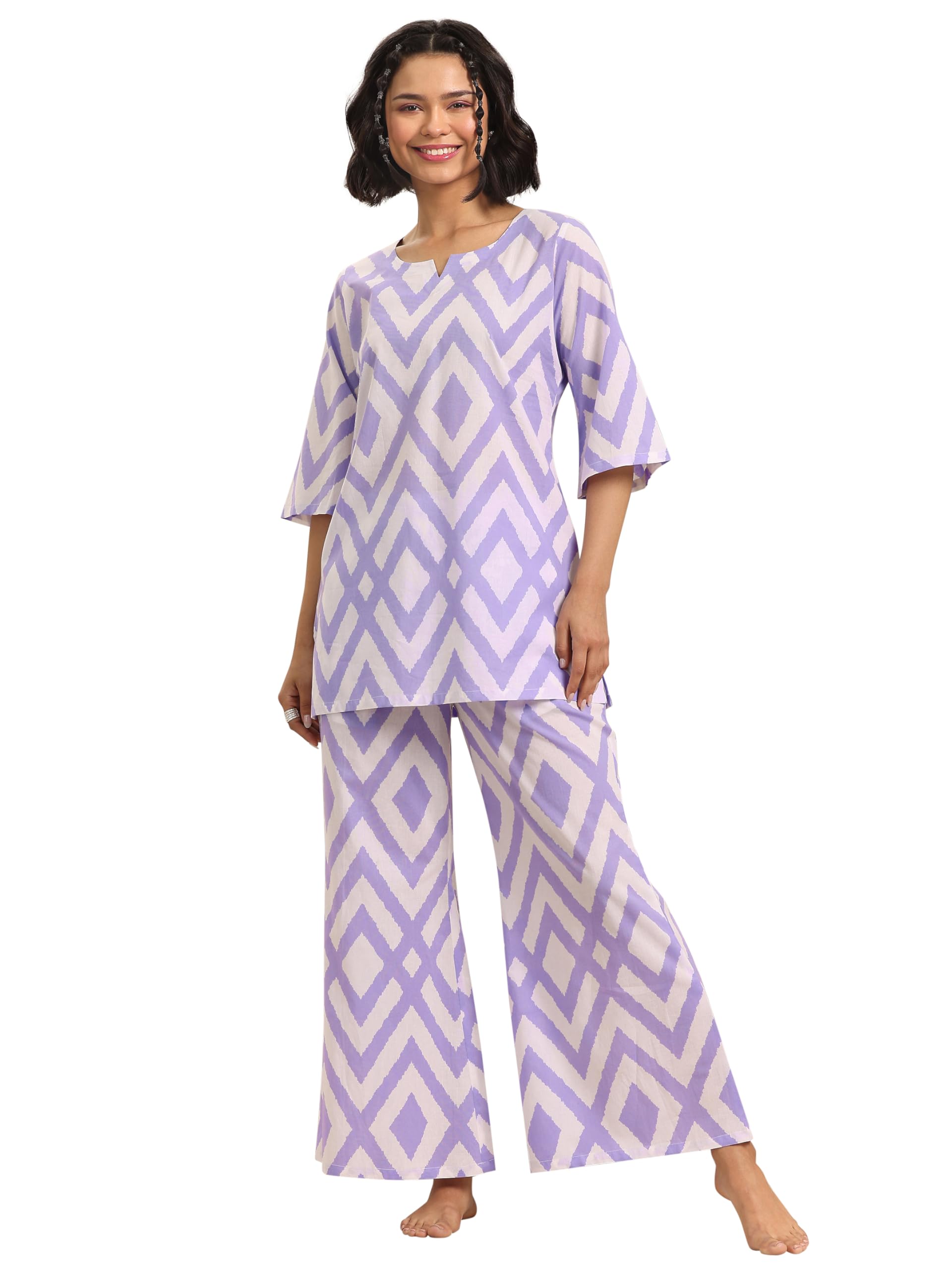 Libas WomenS Cotton Regular Casual Night Suit (50322_Xl) Lavender
