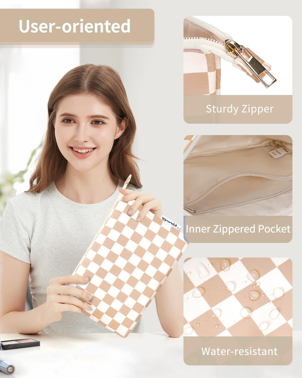 Narwey Small Makeup Bag for Purse Travel Makeup Pouch Cosmetic Bag Zipper Pouch Bags for Women