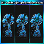 LED T Shirt Sound Activated Light Up Rave Shirts Glow in The Dark for Party Black
