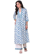 Ishin Women White Cotton 60X60 Kurta Set Without Duppatta