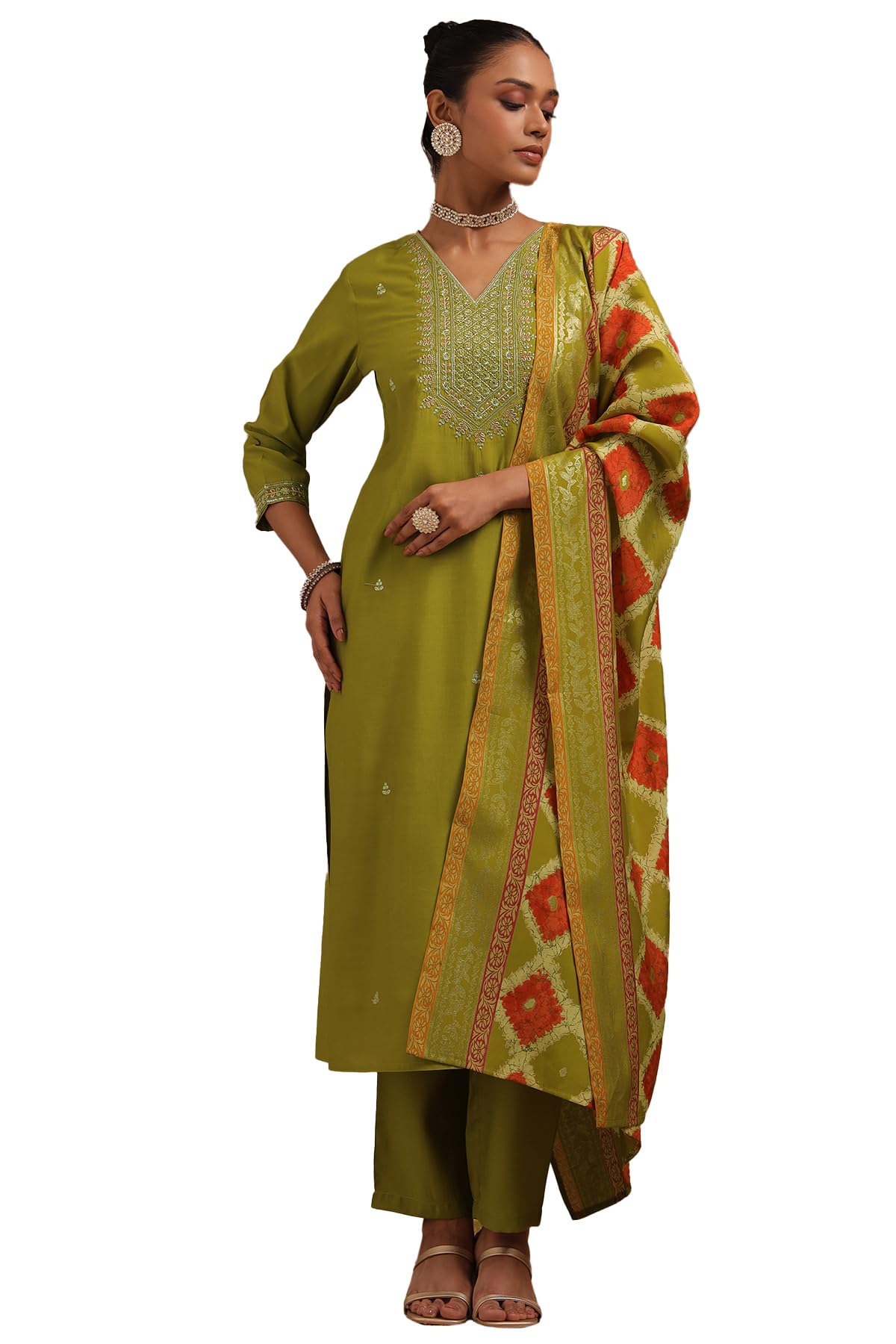 Soch Women Muslin Embroidered Suit Set Zari