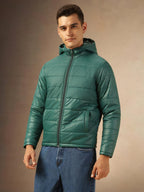 Dennis Lingo Men Regular Fit Ployseter Solid Full Sleeves Hooded Padded Jackets
