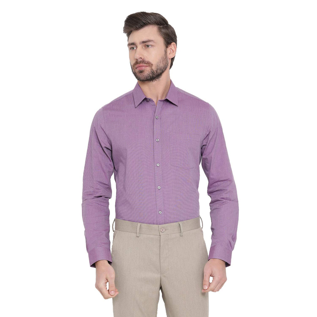 Turtle Men Cotton Purple Slim Fit Solid Shirts
