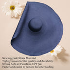 80CM Oversized Beach Straw Hats for Women Floppy, Extra Large Sun Visor Hat Wide Brim Summer Packable Huge Roll Up Big Beach Hat