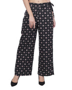Popwings Casual Black Floral Box Printed Regular Fit Palazzo For Women Palazzos For Women