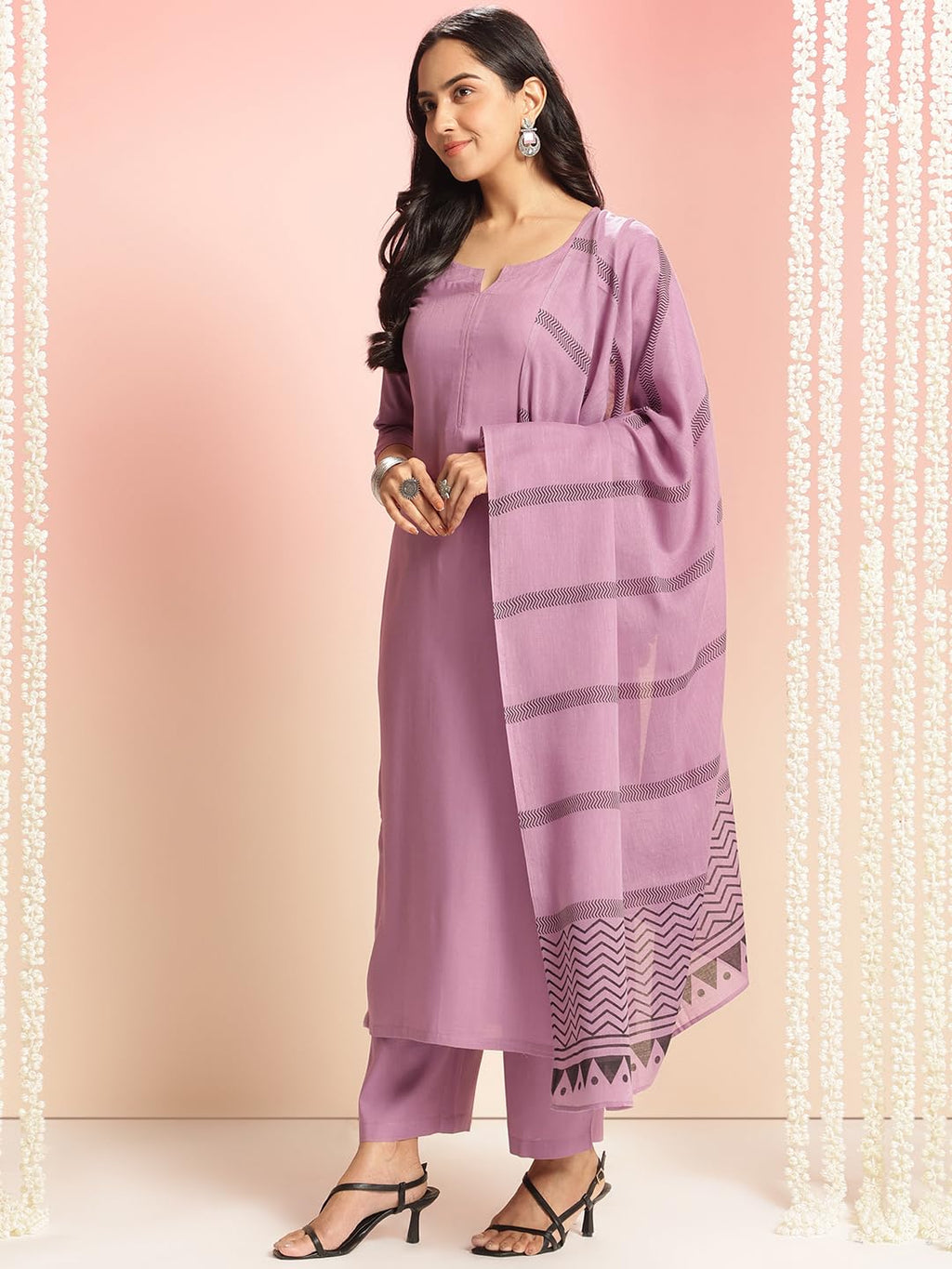 ANNI DESIGNER Womens Rayon Viscose Solid Straight Kurta with Pant & Dupatta (Raja Saab Purple-VKS09_4XL_Purple_XXXX-Large)