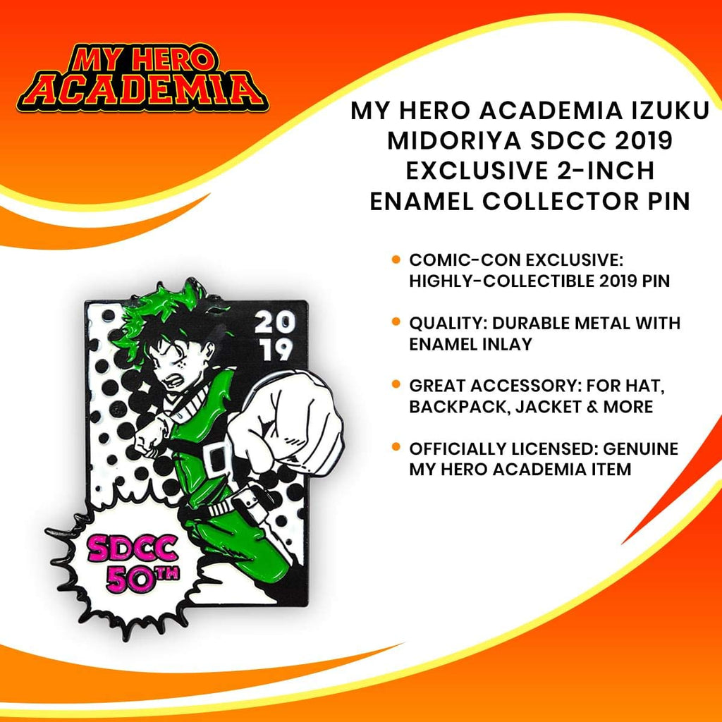 My Hero Academia Izuku Midoriya 2-Inch Enamel Collector Pin - Exclusive 2019 San Diego Comic-Con Deka Collectible - Durable Meta